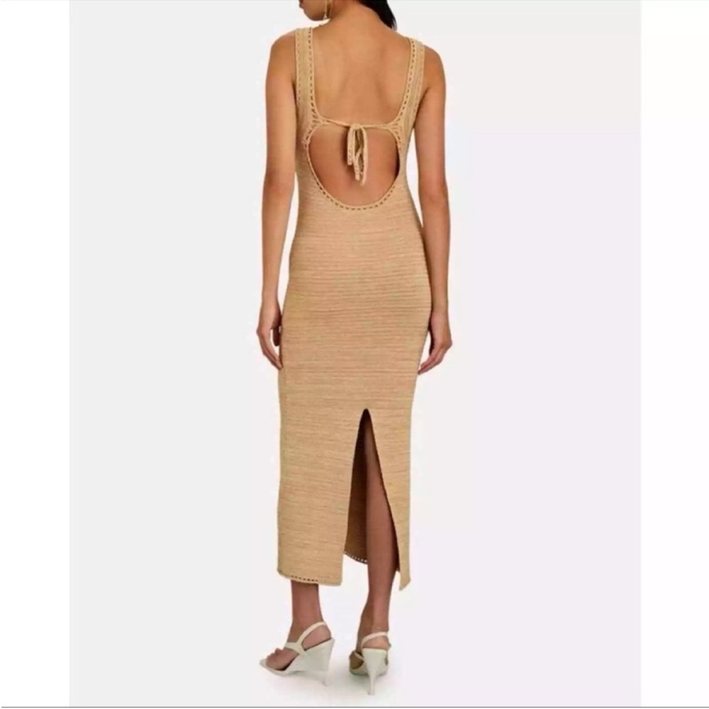 Torn by Ronny Kobo resort wear low back tan halter knit maxi dress m medium